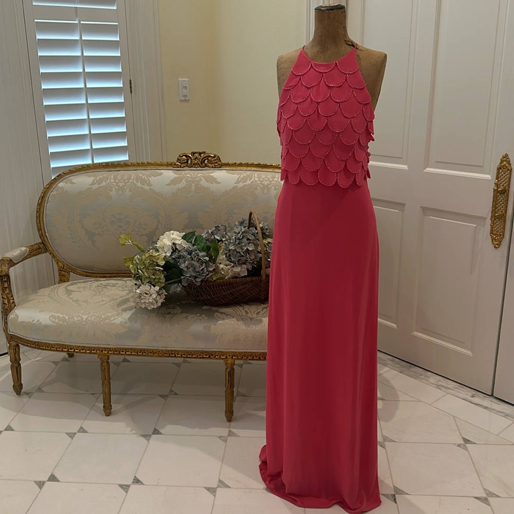 Pink halter, long gown, size 6 by JS boutique
